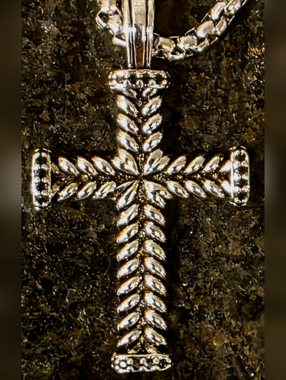 David Yurman 20" Neclace With Cross Amulet With Black Pave Diamonfs